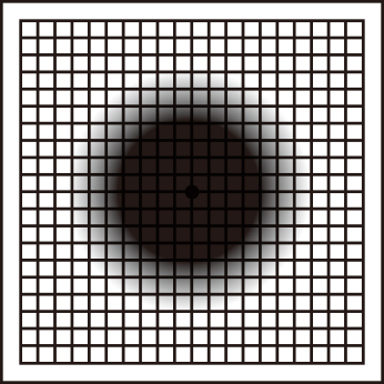アムスラーチャートの中心が薄暗く見えたイメージ